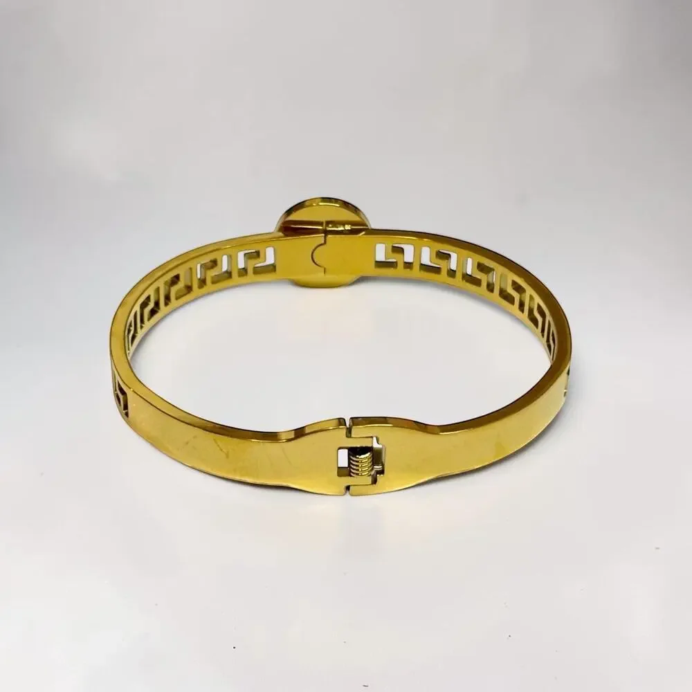 Gold Geometric Titanium Steel Bangle